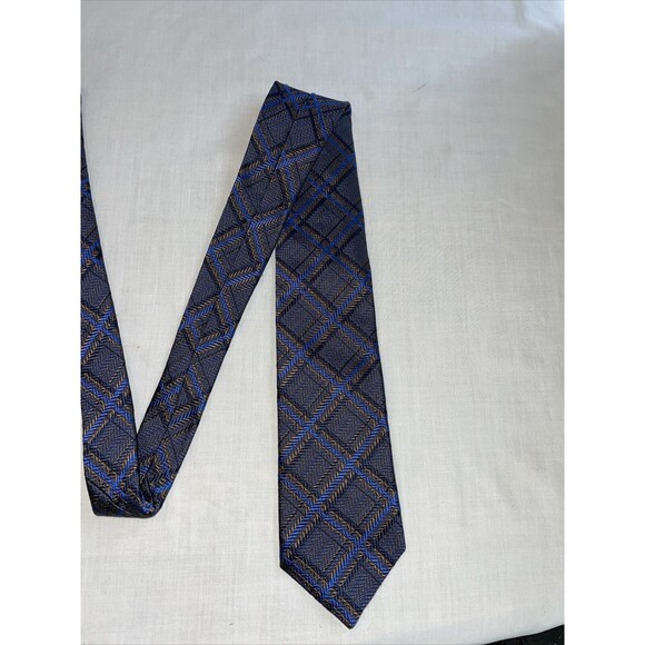 The Men’s Store Bloomingdale’s Men’s Dress Tie Size 56” Blue Striped Silk Italy - Picture 5 of 12